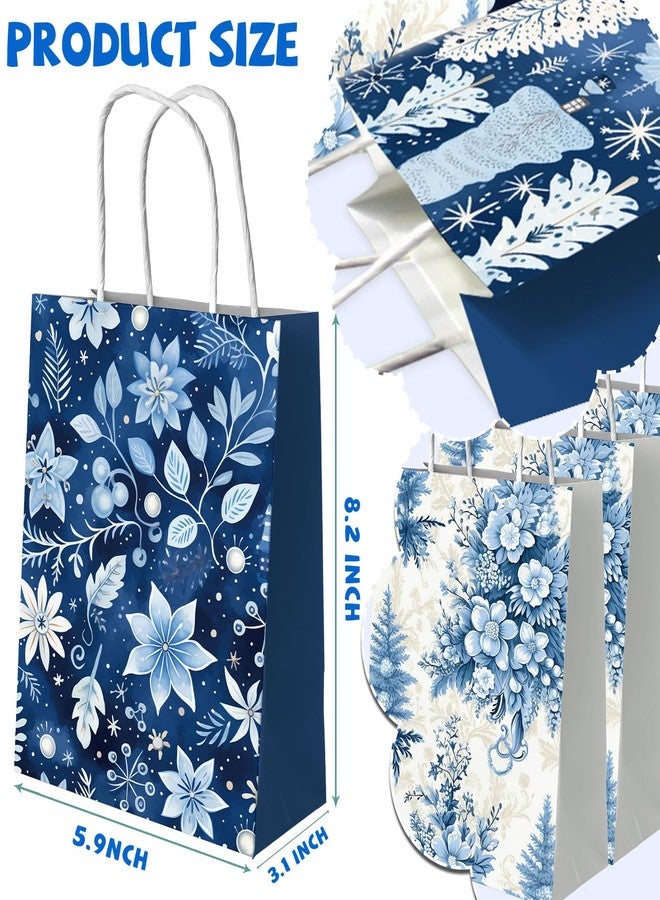 YTGUVBK Blue Christmas Decorations Gift Bags, 12 Pack Christmas Gift Bags with Handles Reusable Winter Party Favor Treat Bags Snack Cookie Bags for Winter Holiday Xmas Party Supplies - Image 5